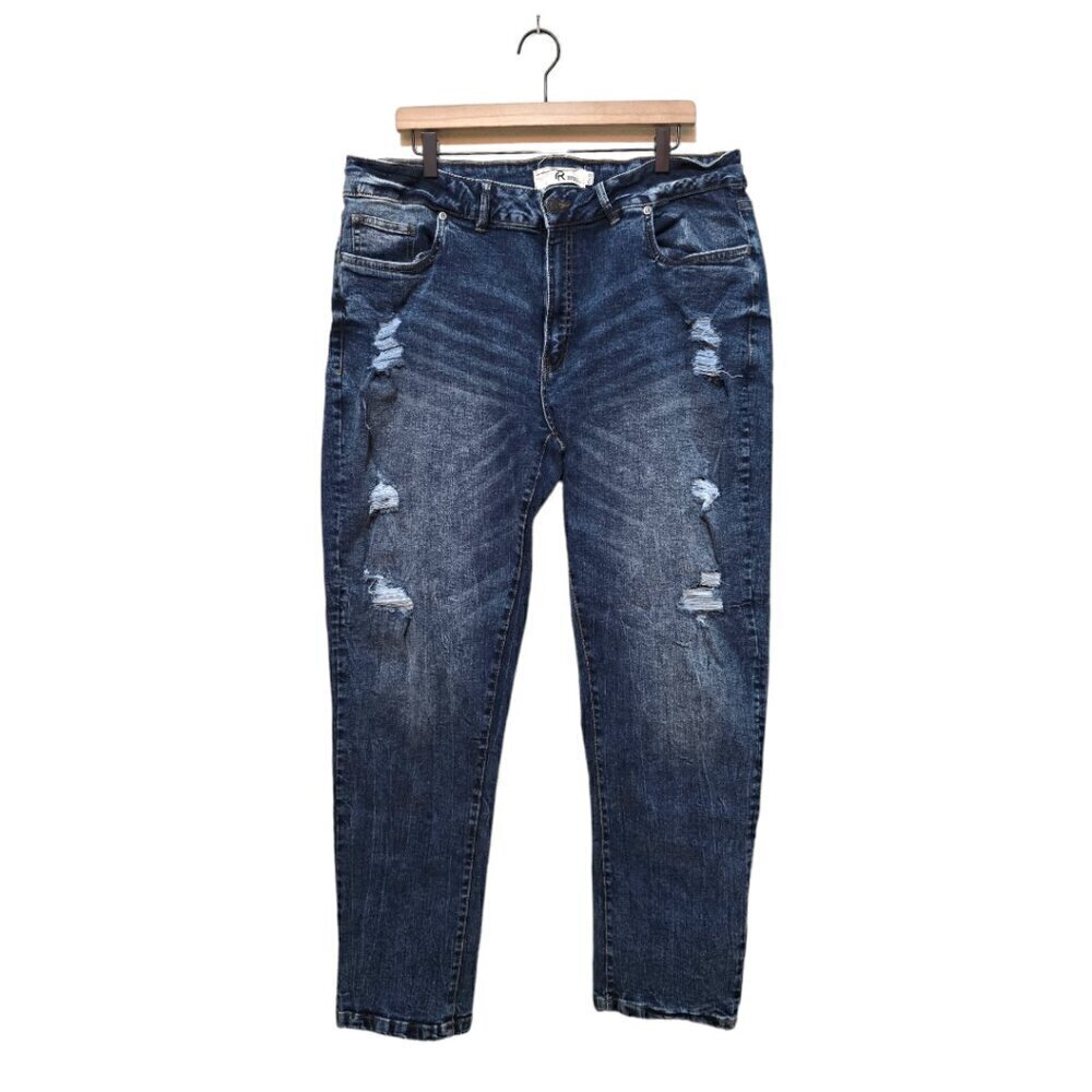 Refinery Republic Straight Leg Stone Wash Distressed Jeans Sz 40x32
